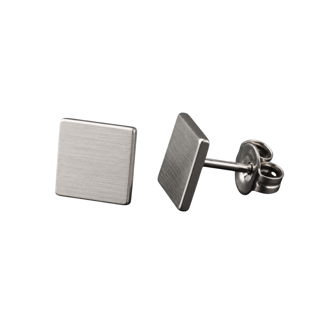 Brushed Stainless Steel Square Stud Earrings | Ettimus Loond