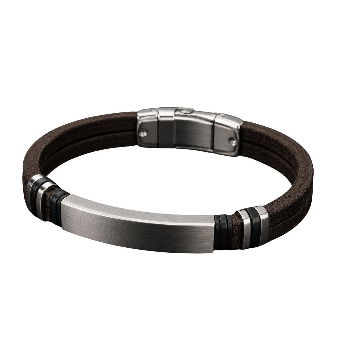 Brown Suede & Brushed Stainless Steel Bracelet | Ettimus Loond