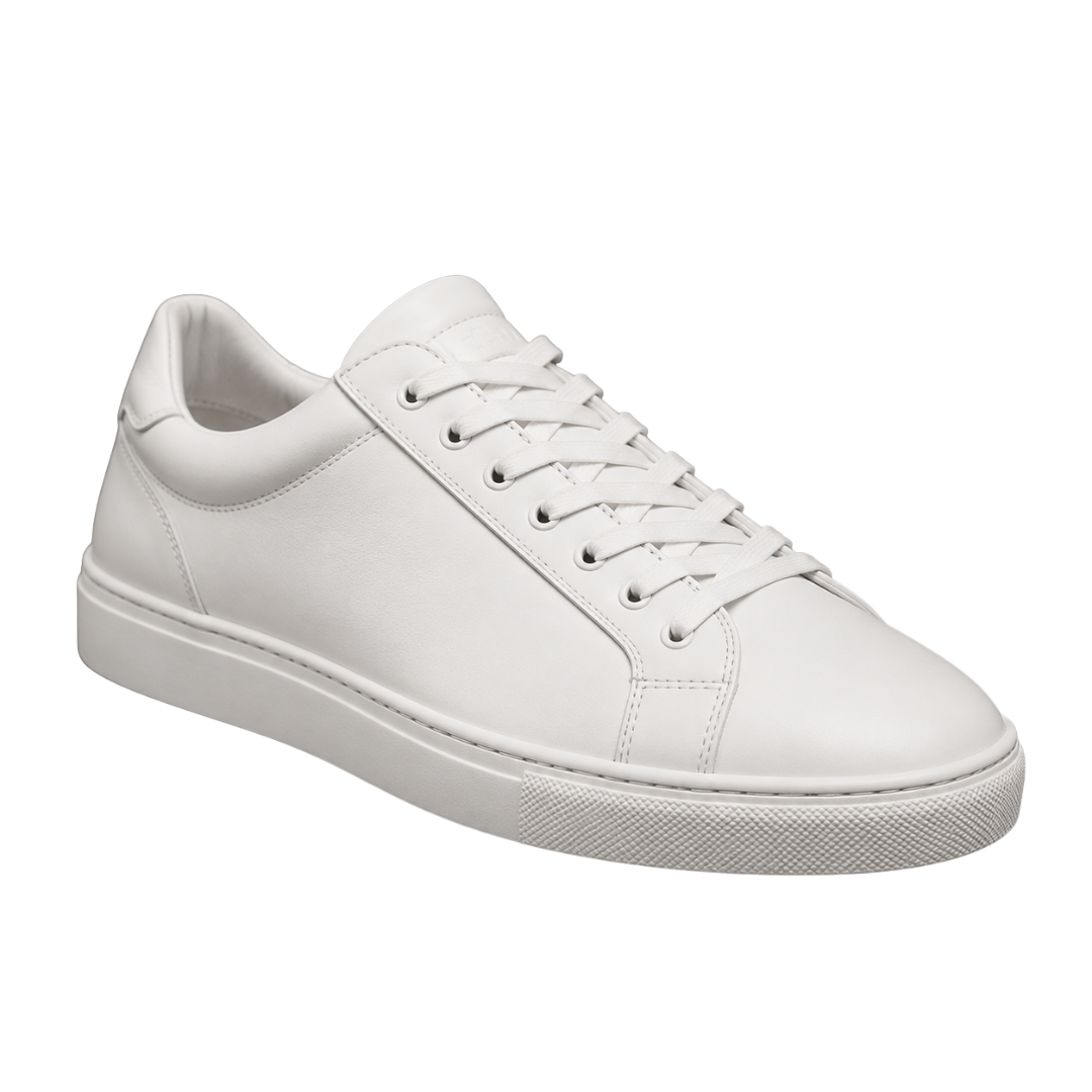 White Premium Leather Low-Top Trainers | Ettimus Loond
